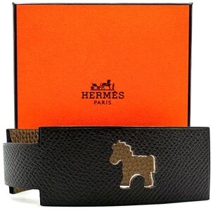 HERMES Vert Veronse Togo/Crevette Epsom Leather Petit H Luggage Tag